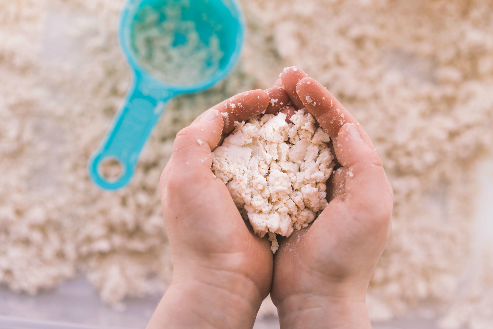 Flour + Baby Oil = Cloud Dough