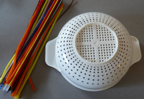 Colander and Pipe Cleaners = Turkey - Two Ingredient Tuesday