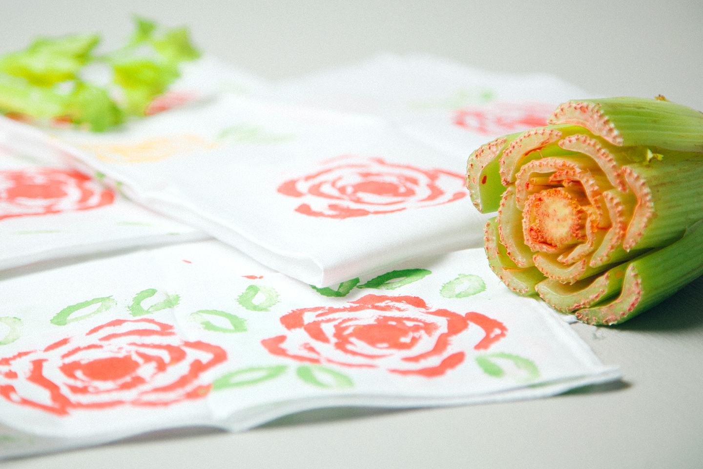 Celery Stamped Napkins
