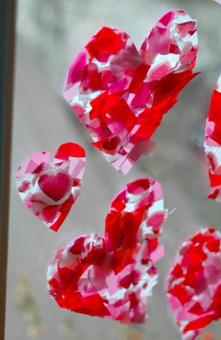 Tissue Paper + Contact Paper = Valentine Heart (Two Ingredient Tuesday)