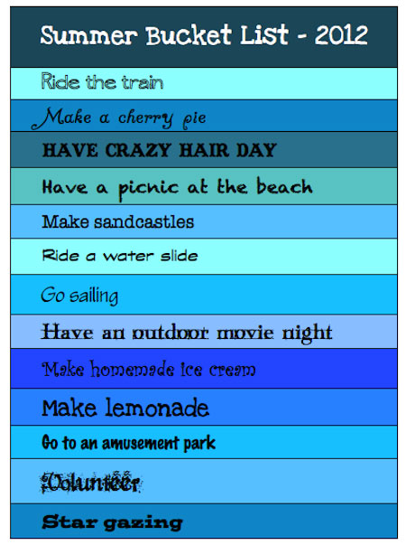 Traditions: Summer Bucket List