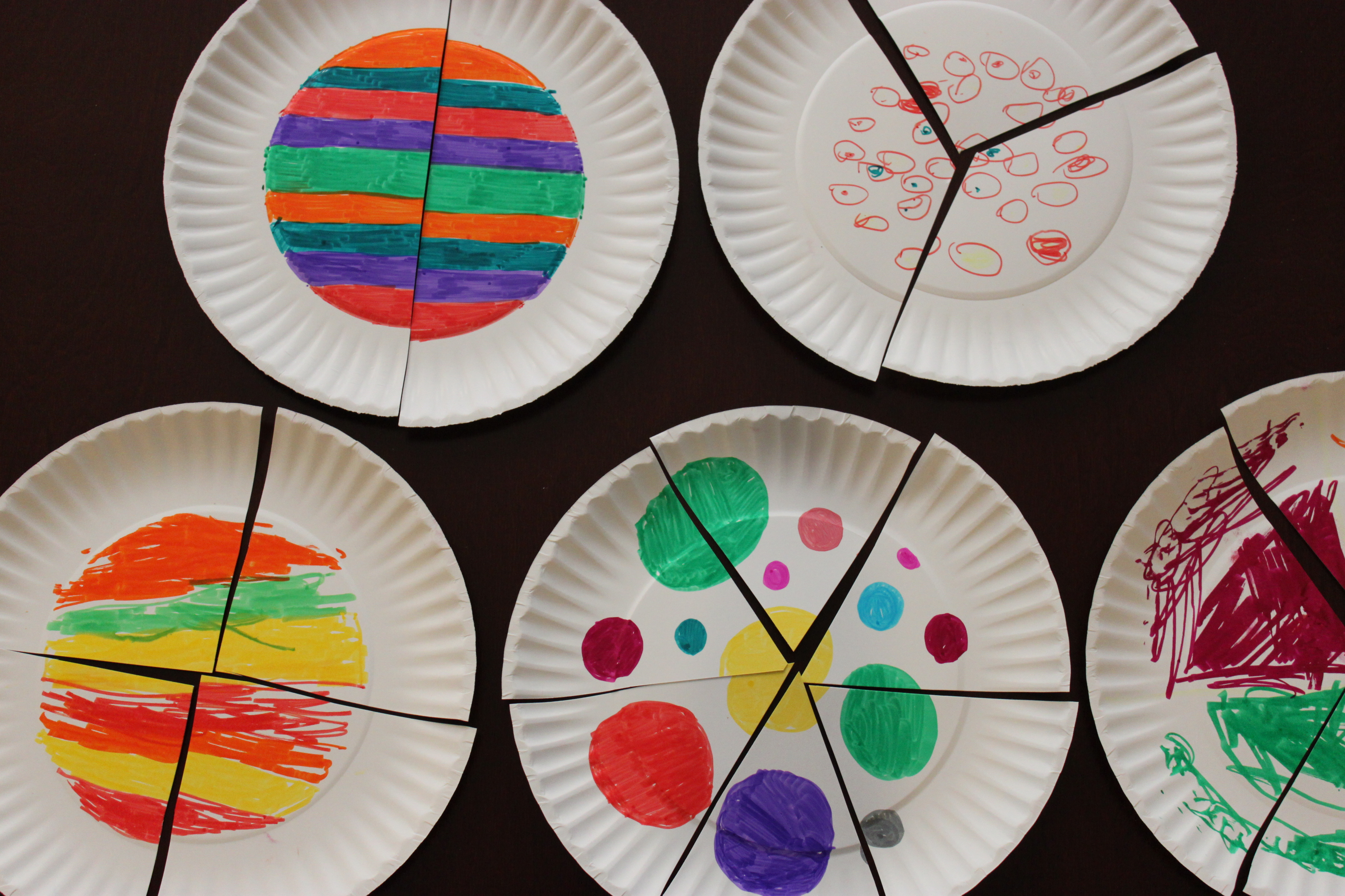 Paper Plate Fraction Puzzles