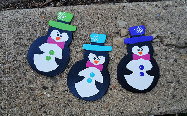 Painted Wood Penguins