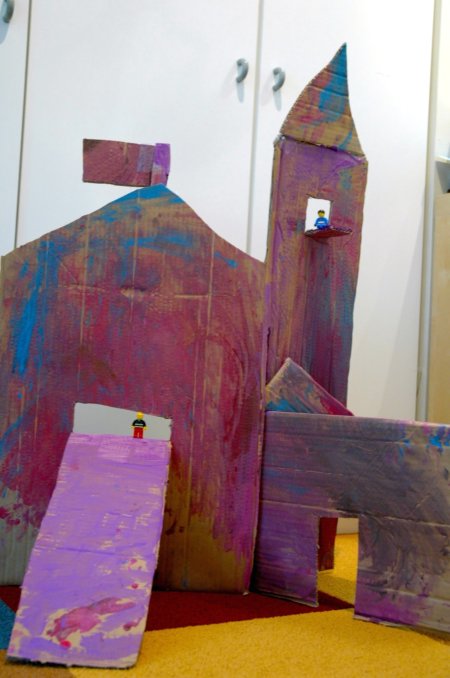 Freestyle Cardboard Painting Turned Castle (Saves the Day)