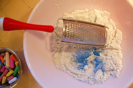 Flour and Colored Chalk Experiment
