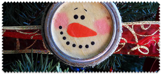 Antiqued Canning Lid Snowman