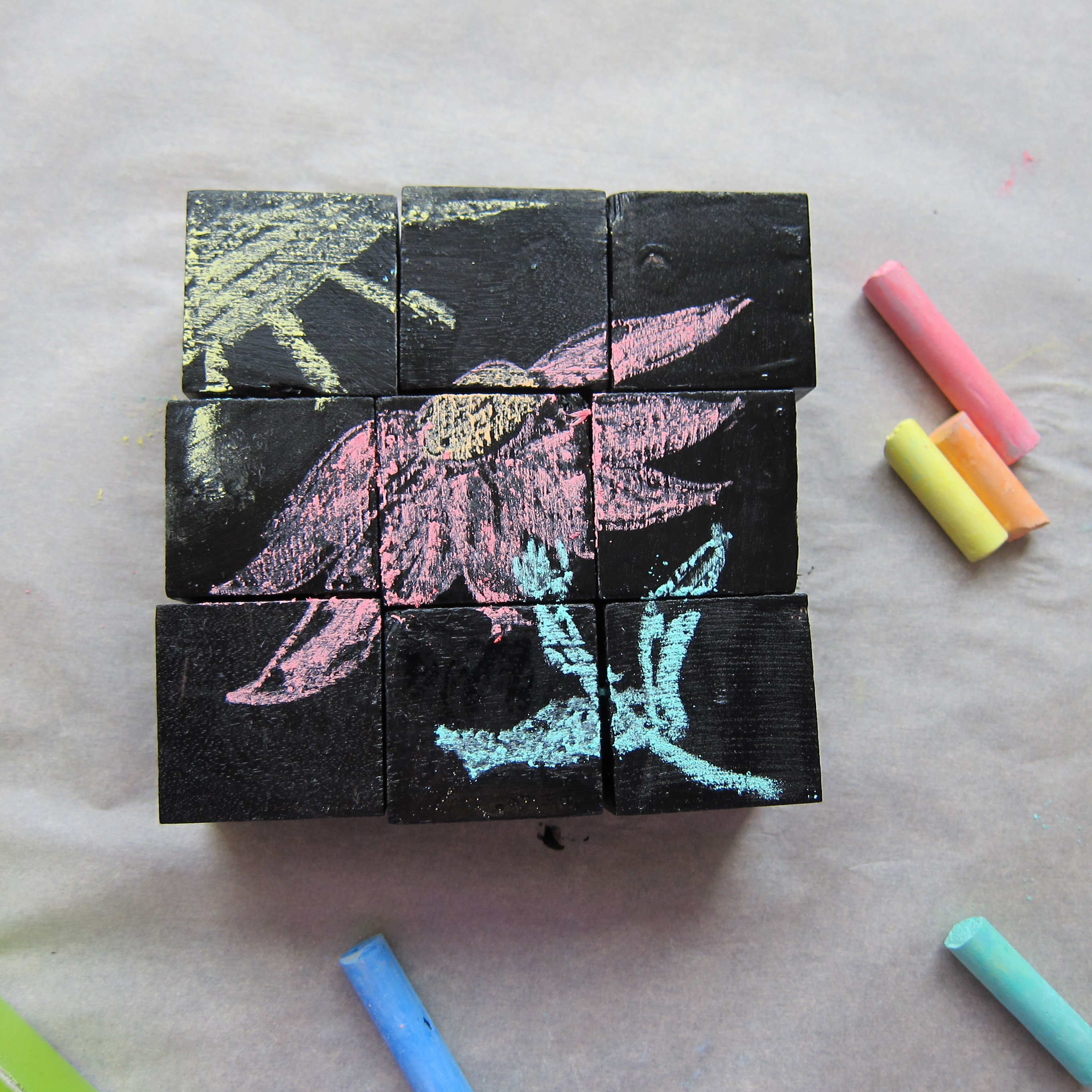 Chalkboard Painted Block Puzzle