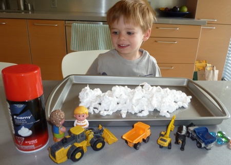 Shaving Cream + Toys Sensory Play