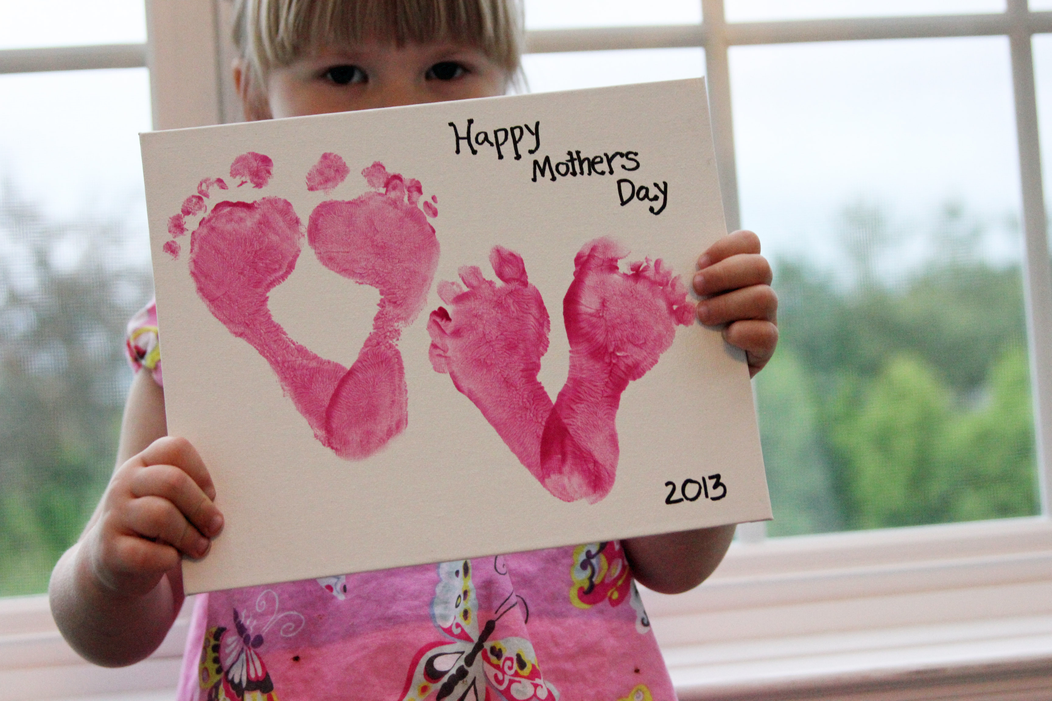 Mother's Day Footprint Hearts