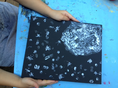 Glow in the Dark Moon and Stars Painting