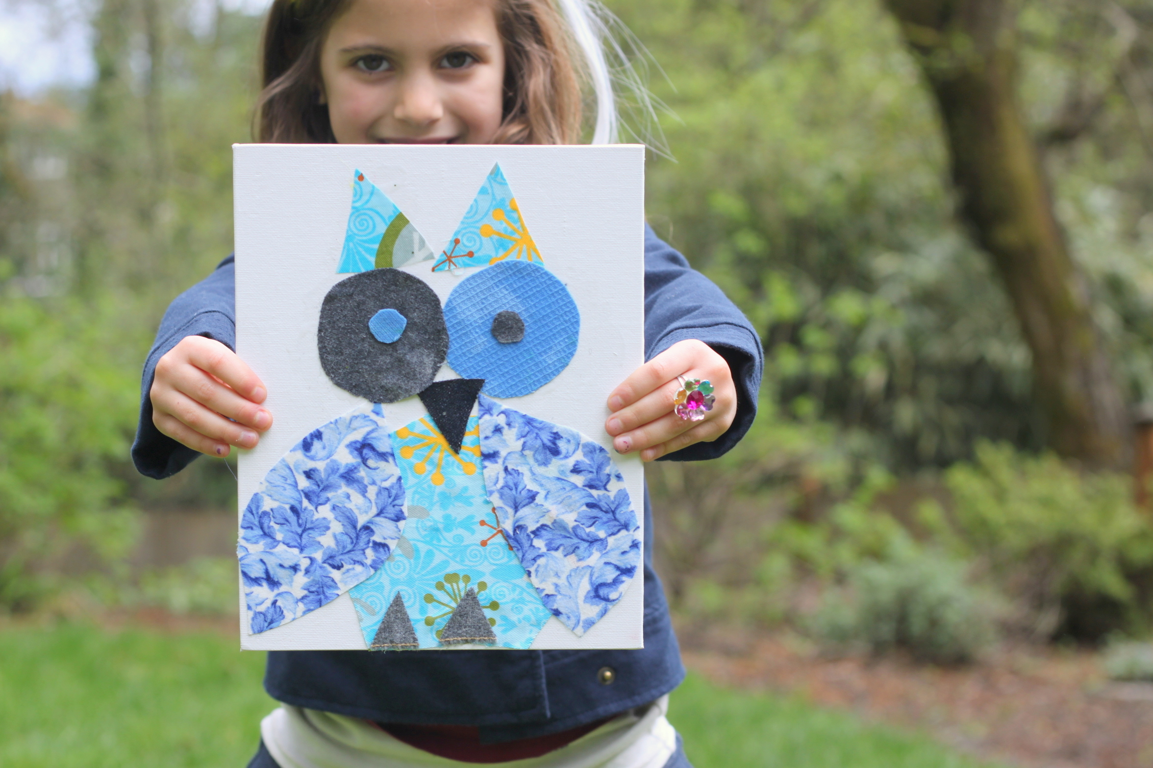 Fabric Canvas Owl Collage