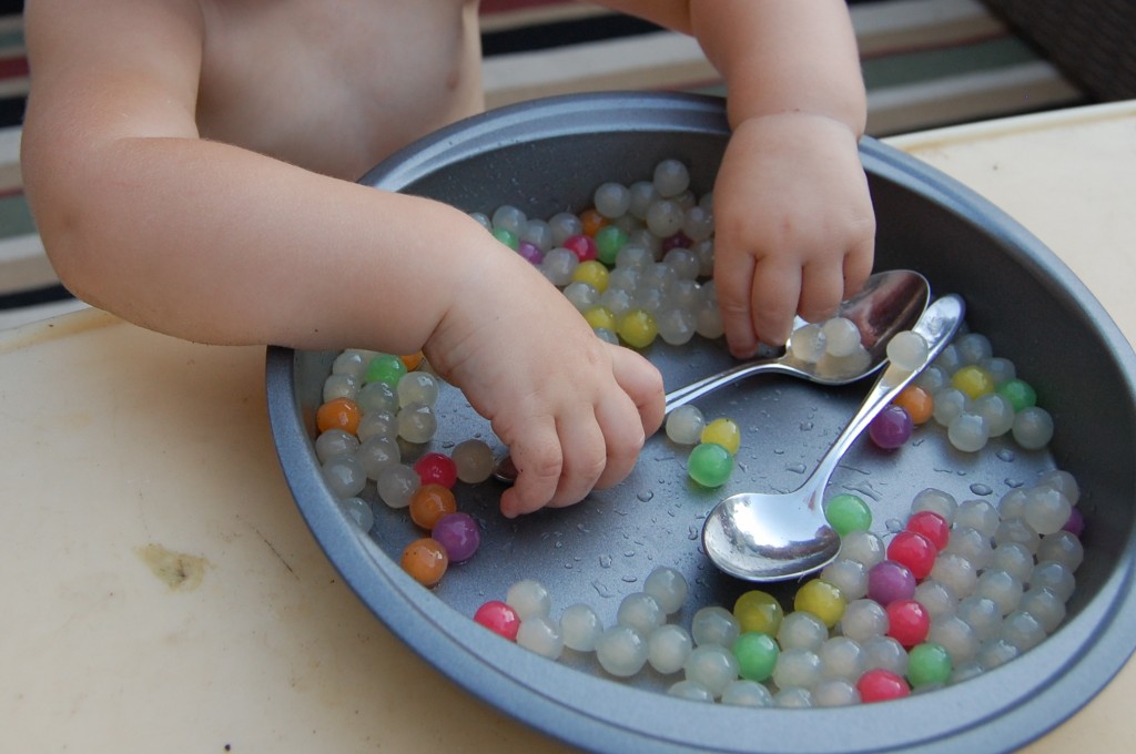 Sensory Play with Tapioca Pearls