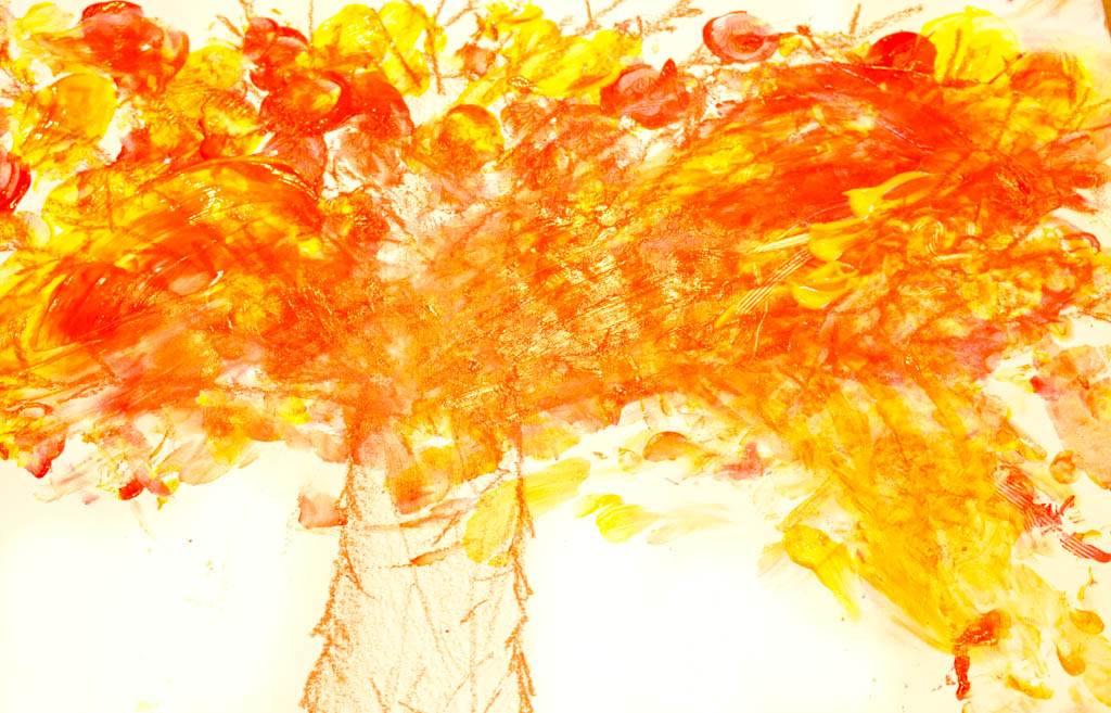 Paint + Water Bottle = Fall Leaf Painting