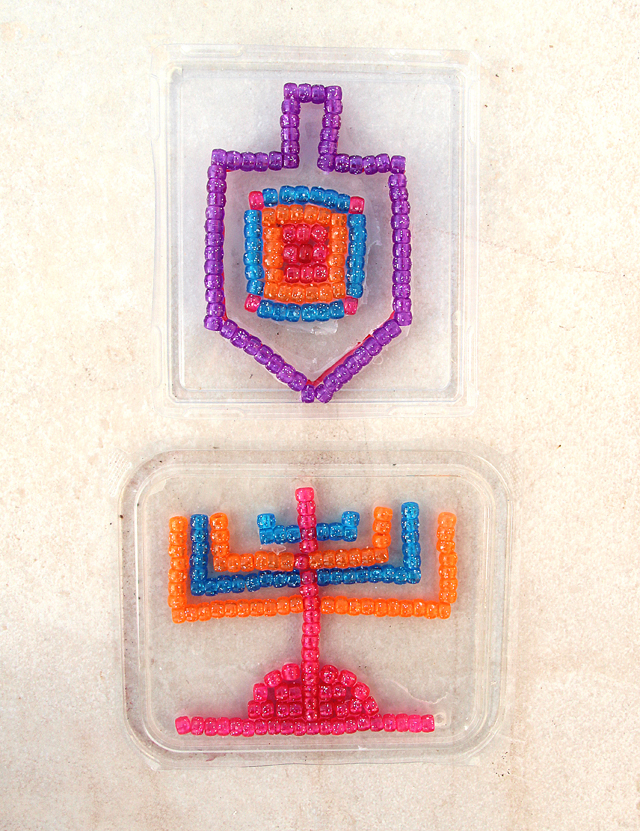 Hanukkah Themed Beaded Sun Catchers On Recycled Lids