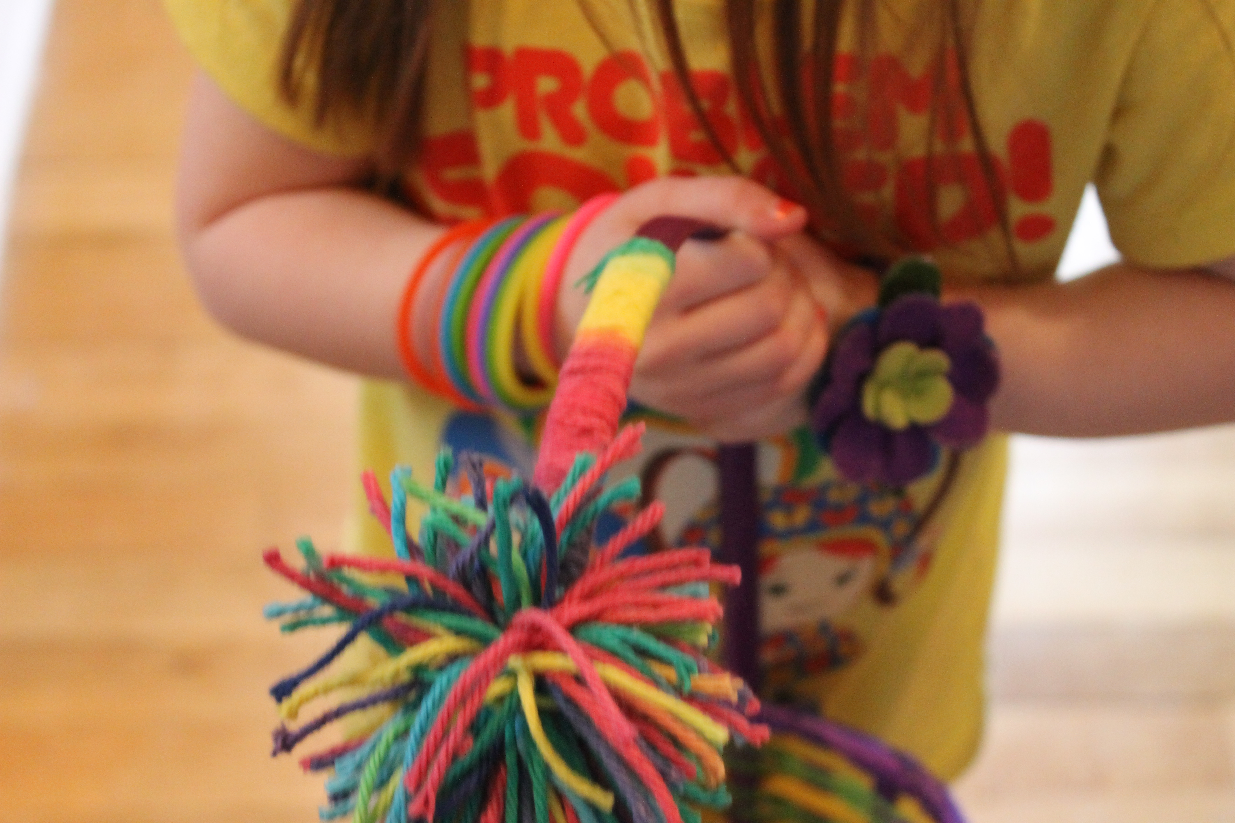 Yarn Pom Pom Decorated Easter Basket