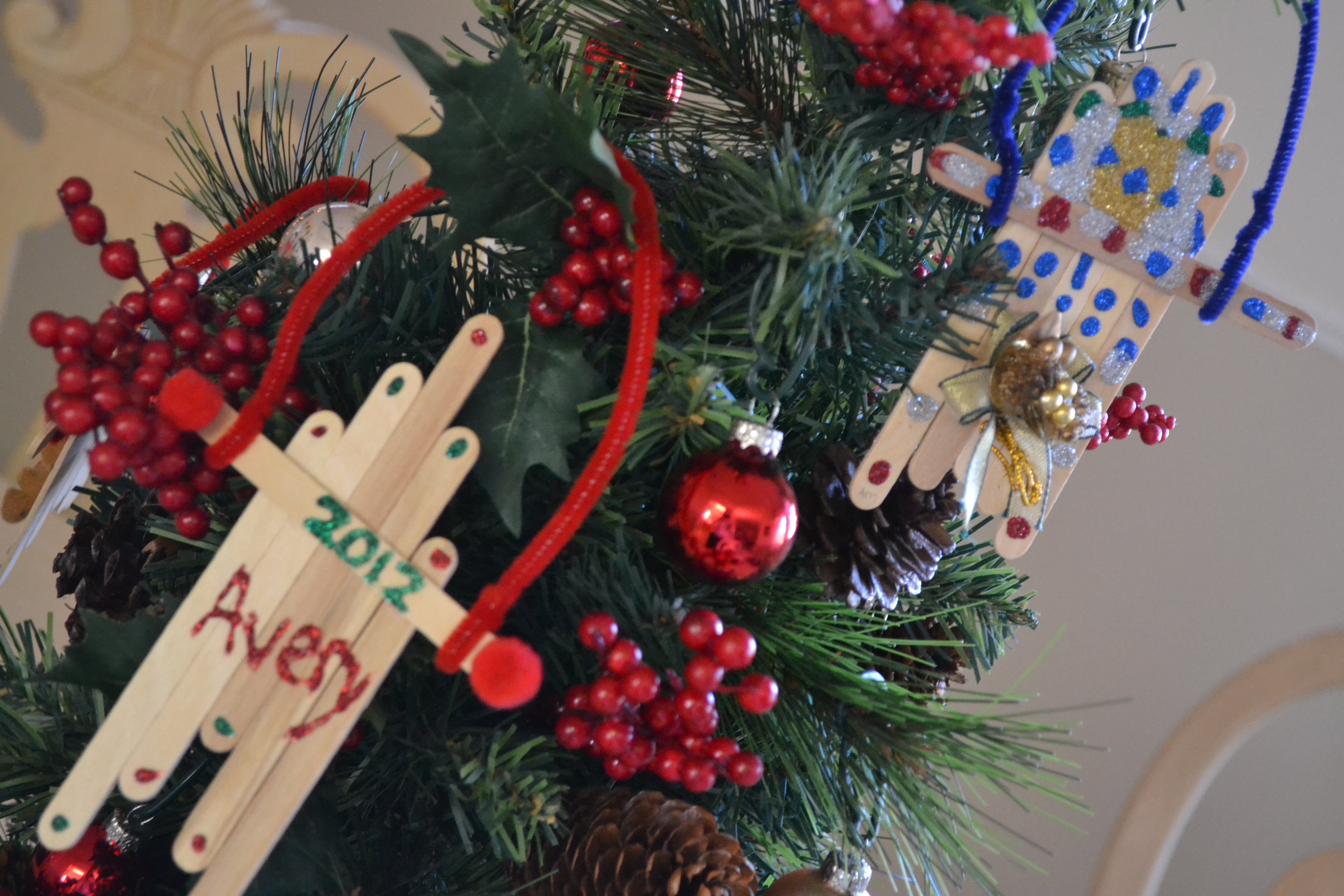 Popsicle Stick Sled Ornaments