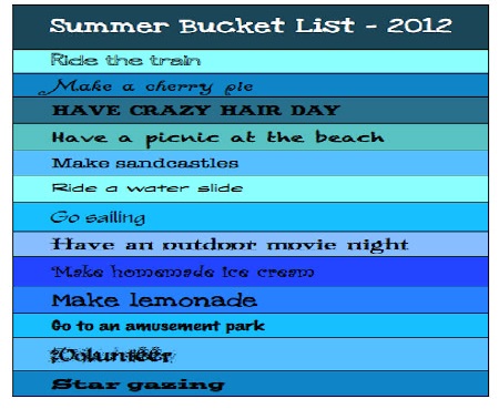 Summer Bucket List