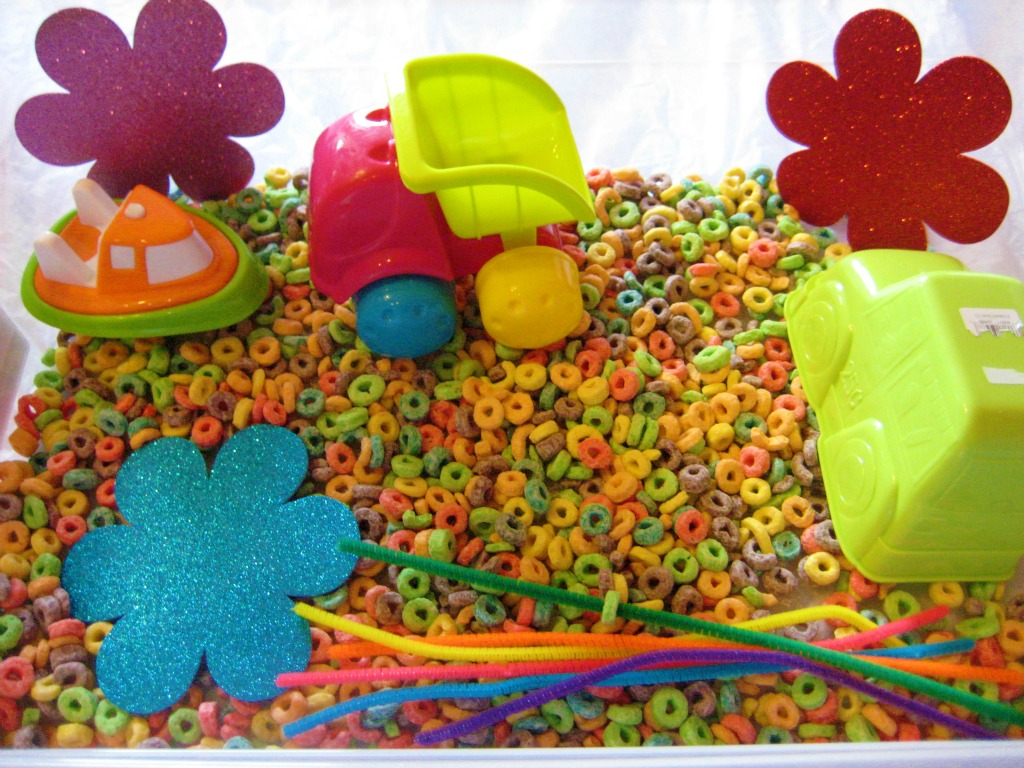 Fruit Loop Sensory Bin