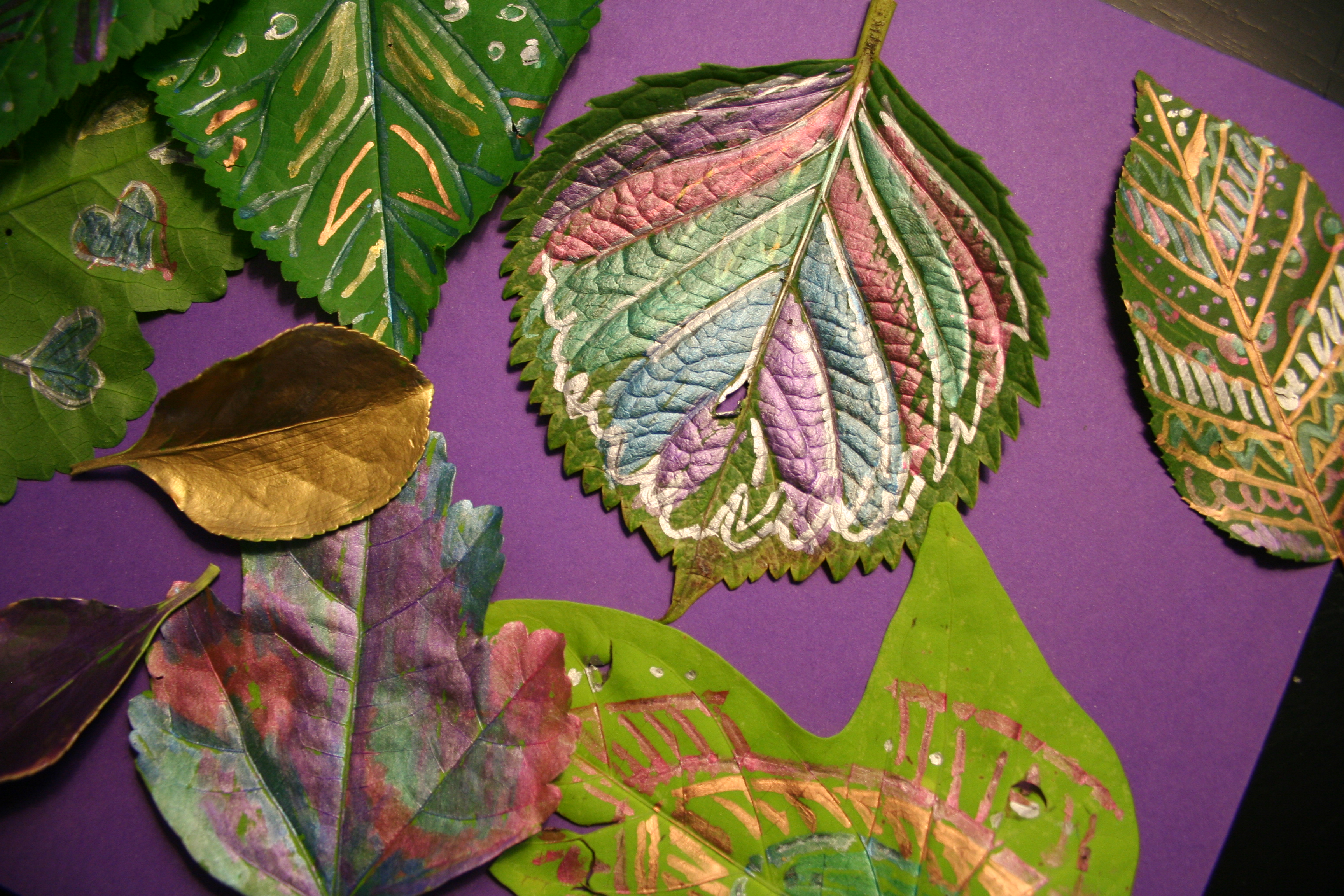 Leaf Doodling With Metallic Pens