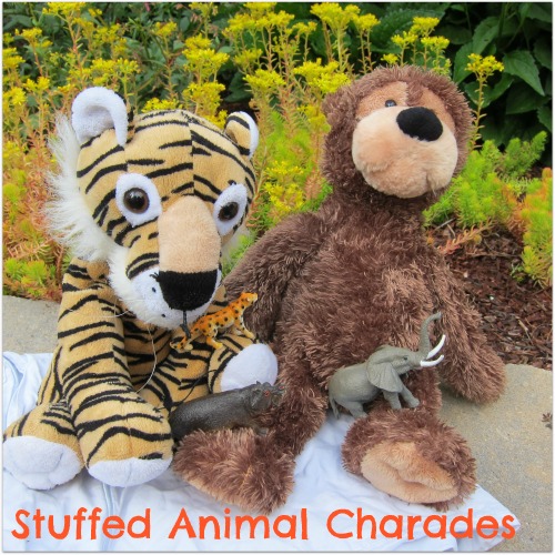 Stuffed Animals + Pillowcase = Safari Charades