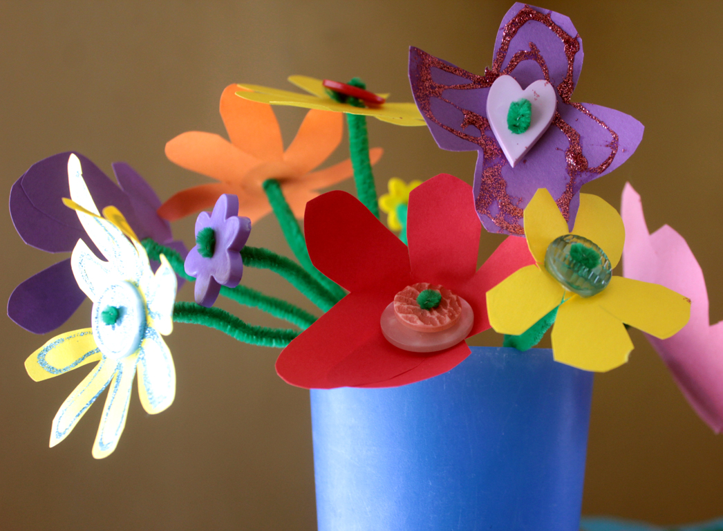 Paper and Button Flowers